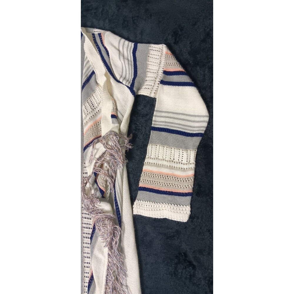 Altard State Open Fron Waterfall Cardigan Kimono Duster S Striped Tasseled Boho - Picture 4 of 10